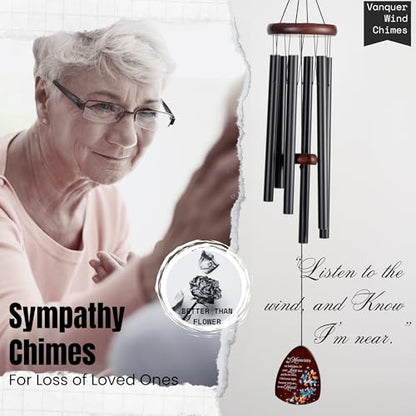 Memorial Wind Chimes for Loss of Loved One, Windchimes in Memory of a Loved One, Sympathy Gift Baskets, Bereavement Condolence Gifts, Memorial Gifts for Loss of Mom, 32" Sympathy Butterfly, Black - size: 32" Butterfly