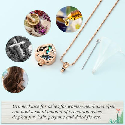 Imrsanl Hummingbird Cremation Jewelry Heart Urn Necklace for Ashes for Women Men Memorial Keepsake Ash Pendants of Loved Ones - color: Rose Gold