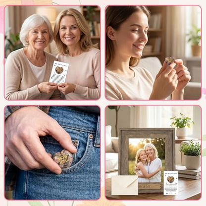 EYxsaxenk Loss of Mother Sympathy Gift - Little Hug From Heaven Pocket Hug with Memorial Card Envelope Pink Heart Natural Stone Memorial Gift Loss of Mom Sympathy Bereavement Favor - color: Mom