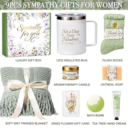 Birthday Gifts for Women, Self Care Gift Basket for Women, Thinking of You & Get Well Soon Gifts, Relaxing Spa Care Package for Mom, Sister, Best Friend, Her - color: Sage Green