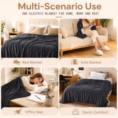 Electric Heated Blanket,Flannel and Sherpa,Full 72x84in,Iron Gray,Gift - color: B-iron Gray, size: 72x84inches-Full