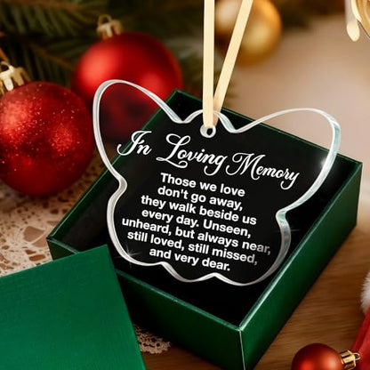 Memorial Sympathy Gifts for Loss of Loved One, Bereavement Condolence Remembrance Comfort Gift In Loving Memory Memorial Mother, Father, Husband, Brother or Pet– Butterfly Glass Ornament Keepsake - style: BF-In Loving Memory