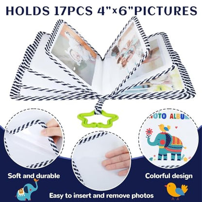 Baby's My First Family Album Soft Photo Cloth Book Elephant My First Book of Photos Baby Memory Album Gift Holds 4x6 Pictures for Babies Newborn Toddler & Kids Baby Shower - style: Elephant
