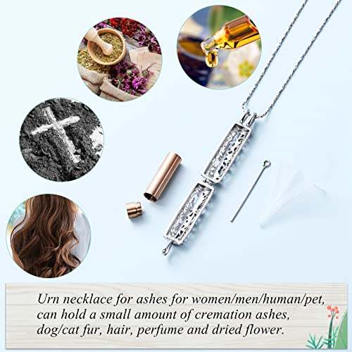 Imrsanl Cylinder Cremation Urn Necklace for Ashes of Loved One - color: Tree-Rose Gold