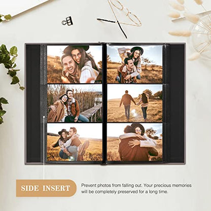 potricher Linen Photo Album for 4x6 Inch Photos, 300 Pockets, Grey | Linen Cover, Small Capacity 4x6 Picture Albums with Horizontal Pockets, 4x6 Photo Book for Family, Wedding, Baby, Anniversary - color: Grey