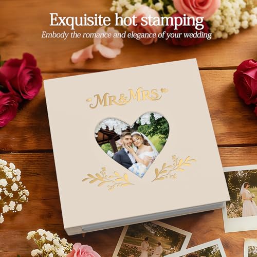 Wedding Photo Album 4x6 400 Pockets, Beige Linen Memory Book Gift - color: Beige with White inner pages