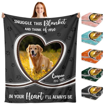 Pet Memorial Gifts Personalized Dog Blanket with Photo Name | Dog Memorial Gifts for Loss of Dogs, Customized Pet Memory Blanket, Sympathy Gifts for Loss of Dogs Cat, Remembrance Gifts