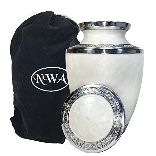 Extra Large Companion Human Funeral Cremation Urn, Personalized Double Urn for Two Adults (White) - color: White