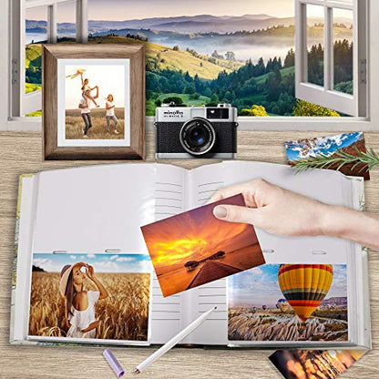 Holoary Photo Album 4x6 160 Photos Two Pictures Per Page, Memo Writing Area for Each Pocket, 160 Pockets 4”x6”, Printed Book Cover Travel Design World Map Adventure Vacation - size: 160 Pockets