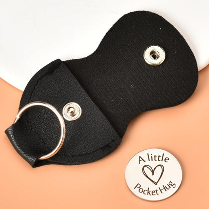 ShiQiao Spl Bff Best Friend Bestie Friendship Gifts for Women Girls, Pocket Hug Token Keychain Coin for Best Friends Birthday Christmas Gift for BFF Besties Keychains with PU Leather Keyring - color: Ghost Friends