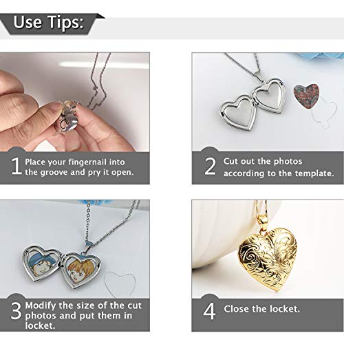 YOUFENG Locket Necklace that Holds Pictures Flower Lockets Pendant Necklaces Birthday Gifts Jewelry - color: GoldHeart