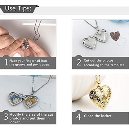 YOUFENG Locket Necklace that Holds Pictures Flower Lockets Pendant Necklaces Birthday Gifts Jewelry - color: GoldHeart