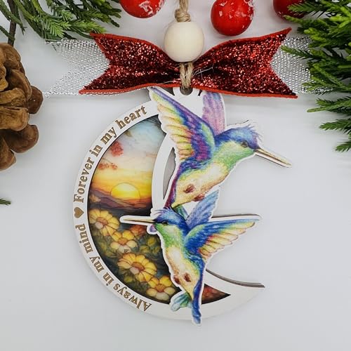 Memorial Christmas Ornament, Always in My Mind Hummingbird Suncatcher Ornaments, Bereavement Christmas Ornament Wooden - Acrylic, Sympathy Gifts for Loss of Loved One, in Loving Memorial Gifts (HL02) - style: HL02