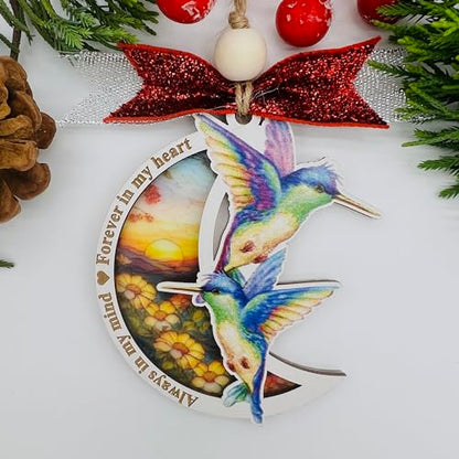 Memorial Christmas Ornament, Always in My Mind Hummingbird Suncatcher Ornaments, Bereavement Christmas Ornament Wooden - Acrylic, Sympathy Gifts for Loss of Loved One, in Loving Memorial Gifts (HL02) - style: HL02