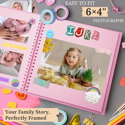 Scrapbook Photo Album 7"x7" 20 Sheets 40 Pages Hardcover Kraft Paper Khaki - color: Pink, size: 7"x7" 20 Sheets