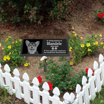Dog Grave Marker Stand Pet Tombstone with Flower Slot | Grave Marker Stand, Temporary Grave Markers for Flowers,Dog Memorial Grave Markers Pet Memorial