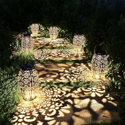 Solar Lantern Lights for Hanging or Table Outdoor Solar Light for Patio Courtyard Garden (Silver-1)