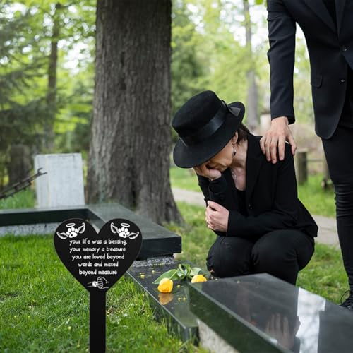 Pet Memorial Remembrance Plaque Stake for Cemetery, Grave Decorations for Loss of Dog Cat Labrador Bulldog Yard Garden Sympathy Decor Acrylic Grave Stake