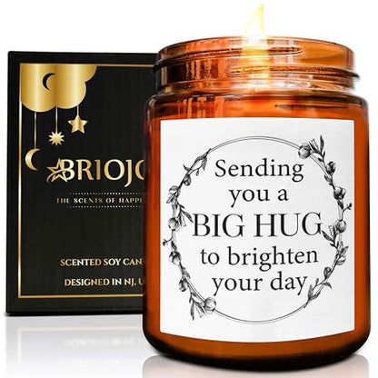 Sending You a Big Hug Candle - Get Well, Thinking of You, Aromatherapy Gifts for Stress Relief Relaxation -Gifts for Women Men Friends Son - Natural Soy Wax - Mahogany Teakwood Scented Candle - color: Big hug