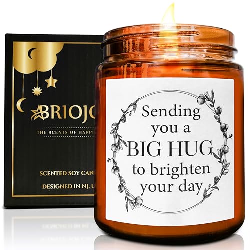 Sending You a Big Hug Candle - Get Well, Thinking of You, Aromatherapy Gifts for Stress Relief Relaxation -Gifts for Women Men Friends Son - Natural Soy Wax - Mahogany Teakwood Scented Candle - color: Big hug