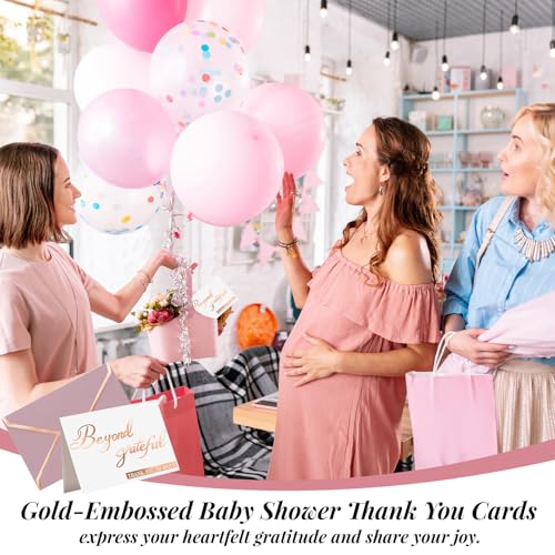 200 Pcs Beyond Grateful Thank You Cards with Envelopes Bulk Rose Gold Thank you Notes with Gold Foil Letterpress 4x6 Inches Blank Note Cards for Wedding Girl Birthday Baby Shower Graduation - color: Rose Gold