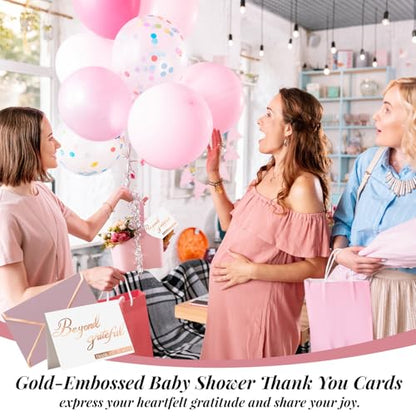 200 Pcs Beyond Grateful Thank You Cards with Envelopes Bulk Rose Gold Thank you Notes with Gold Foil Letterpress 4x6 Inches Blank Note Cards for Wedding Girl Birthday Baby Shower Graduation - color: Rose Gold