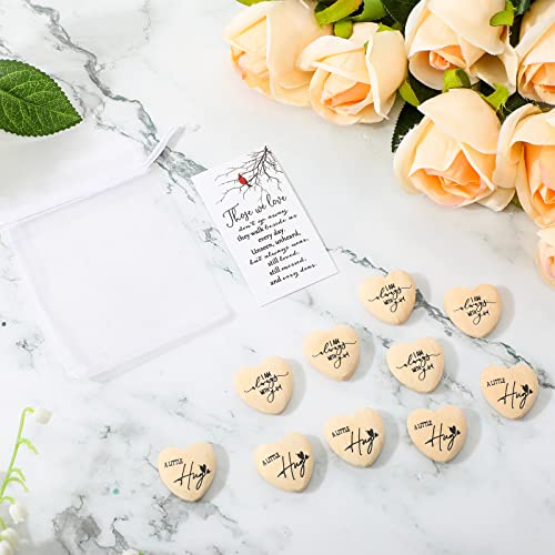 Fumete 50 Sets Funeral Favors Wooden Heart Tokens with Cardinal Cards | Pocket Hug Memorial Keepsakes, Sympathy Gifts with Organza Bags, Celebration of Life Favors for Church Guests and Family