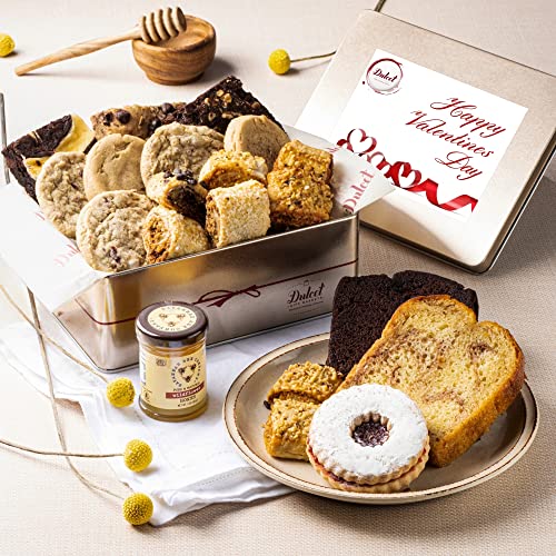 Dulcet Gift Baskets Classic Honey Confection Happy Valentines Tin of Gourmet Pastries Great Gift for Men, Women, Family, and Friends. - style: Valentine's Day