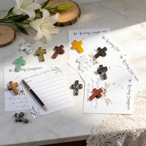 36 Sets Pocket Hug Token Gift Bulk Hug Cards with Heart Shape Natural Stones, Sympathy Cards for Funeral Favors, Funeral Thank you cards, Bereavement thank you cards, celebration of life ideas