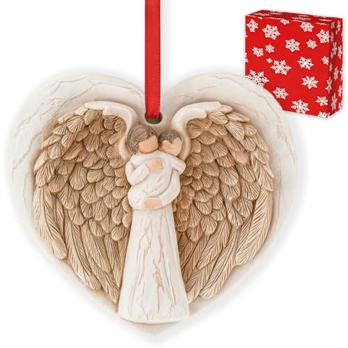 3D Angel Wings Figurines Memorial Ornament for Christmas Tree - Baby Baptism Gifts for Woman New Mother Grandmother - Miscarriage Gifts Remembrance Expression of Healing Love - style: Angel & Baby