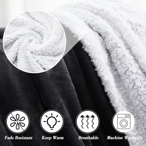 Moukeren Prayer Comfort Blanket for Men Women 60"x80" Inspirational Healing Sherpa Blanket Flannel Throw with Motivational Quotes Message for Chemo Patient Surgery Recovery Cancer Care Gift(Black)