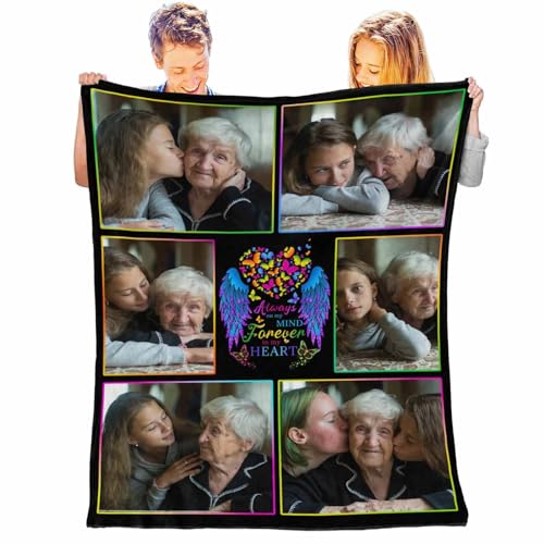 Personalized Photo Blanket - Custom Memorial Gift for Loss of Loved One, Birthday Christmas Souvenir Gifts Personalized Throw Blanket for Father, Mom, Kids, Dogs, Friends or Lover, Multi Sizes - color: Color 12