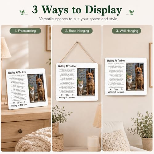 Pet Dog Cat Memorial Photo Frame - Waiting At The Door Dogs Wooden Tabletop Picture Frame - Sympathy Memorial Gifts For Loss Of Dog Cat Owner - In Loving Memory Minimalist Frames Favors -06 - style: Minimalist 1