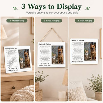 Pet Dog Cat Memorial Photo Frame - Waiting At The Door Dogs Wooden Tabletop Picture Frame - Sympathy Memorial Gifts For Loss Of Dog Cat Owner - In Loving Memory Minimalist Frames Favors -06 - style: Minimalist 1