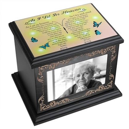 ADMLC Cremation Urns for Human Ashes Adult Up to 200 IBS with Photo Frame | 100% Wooden Handcrafted Memorial Keepsake Urn for Ashes,Funeral Burial Caskets Urn Suitable for Male Female Men Women Dad Mom