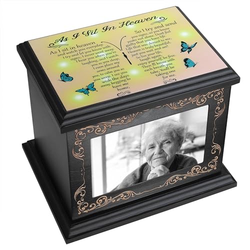 ADMLC Cremation Urns for Human Ashes Adult Up to 200 IBS with Photo Frame | 100% Wooden Handcrafted Memorial Keepsake Urn for Ashes,Funeral Burial Caskets Urn Suitable for Male Female Men Women Dad Mom
