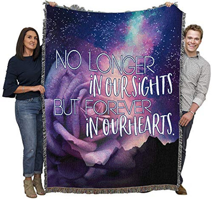 Pure Country Weavers No Longet in Our Sights But Forever in Our Hearts Blanket Rose - Sympathy Bereavement Gift Tapestry Throw Woven from Cotton - Made in the USA (72x54) - color: Our Sights Rose, size: 72" x 54"