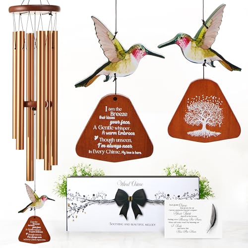 32 inch Golden Hummingbird Memorial Wind Chimes for Loss of Loved One - color: Hummingbird, size: 32" Golden