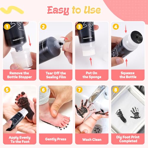 Nabance 2.54 fl oz Black Baby Hand and Footprint Friendly Paint, Dog Cat Paw Print Safe Paint, Non-Toxic Acid-Free, Safe Gentle for Home School Christmas New Year DIY Keepsake Stamp - color: Black