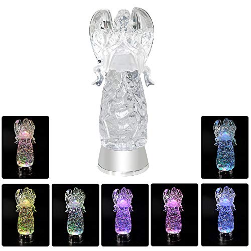 Wondise Color Changing Angel Lighted Snow Globe Water Lamp with 6H Timer - color: 11” Angel Prayer