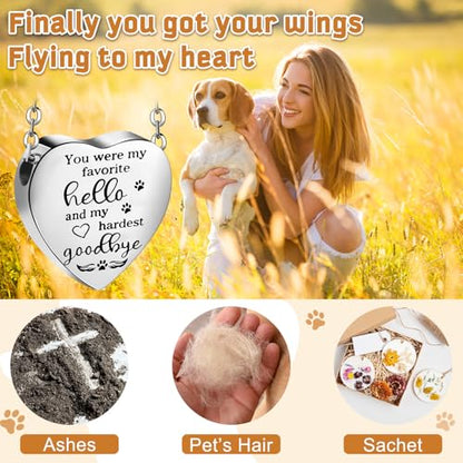 Yinkin 2 Pcs Pet Cremation Jewelry for Ashes Urn Necklace,Stylish | Pet Dog Necklace with Paw Print Heart Stainless Steel Pendant Black and Silver Urn Locket with Funnel Kit for Dog Cat Ashes - style: Stylish