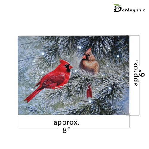 DEMAGNNIE Lighted Canvas Art 6H Timer 8x6 Cardinal Tabletop Wall Dual Use - color: First Love, size: 8"L x 6"W