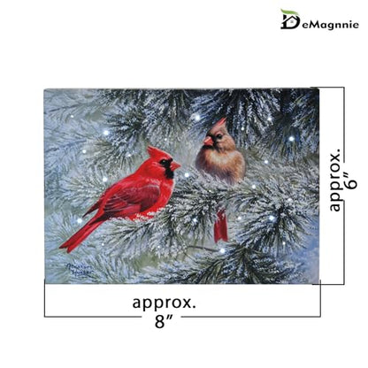DEMAGNNIE Lighted Canvas Art 6H Timer 8x6 Cardinal Tabletop Wall Dual Use - color: First Love, size: 8"L x 6"W