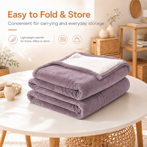 Electric Heated Blanket,Flannel and Sherpa,Twin 62x84in,Lavender,Gift - color: C-lavender, size: 62x84inches-Twin