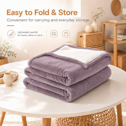 Electric Heated Blanket,Flannel and Sherpa,Twin 62x84in,Lavender,Gift - color: C-lavender, size: 62x84inches-Twin