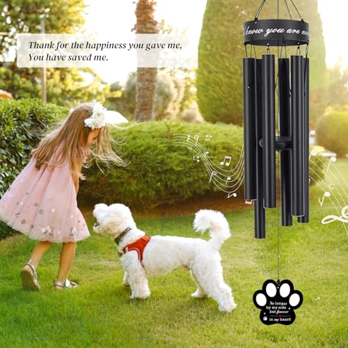 Pet Memorial Wind Chime, 30 Inches Paw Print Pet Remembrance Gift - color: No Longer