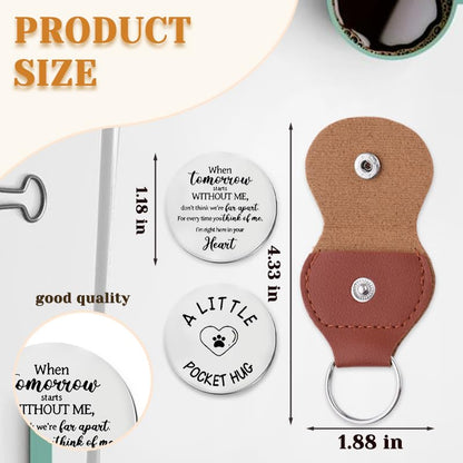 Xiyantiji Memorial Gifts for Loss of Dog Cat Leather Pocket Hug Keychain Remembrance Bereavement Gifts for Pet Owner Friends - color: Brown