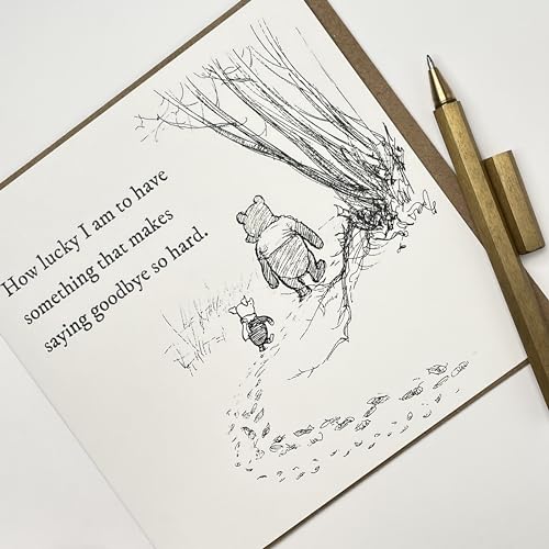 Old English Co. Winnie The Pooh Leaving Card for Him or Her - Friendship Quote from Winnie The Pooh and Piglet for Sister, Cousin, BFF - Thinking of You Sympathy Card | Blank Inside with Envelope