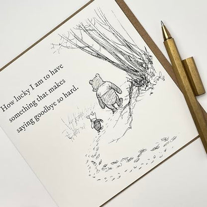 Old English Co. Winnie The Pooh Leaving Card for Him or Her - Friendship Quote from Winnie The Pooh and Piglet for Sister, Cousin, BFF - Thinking of You Sympathy Card | Blank Inside with Envelope