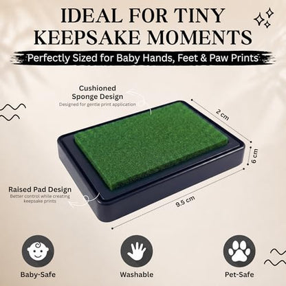 ReignDrop Baby Ink Pad for Hand and Footprints, Non-Toxic Acid-Free Keepsake Kit, Smudge-Proof Archival Ink Wipes Off Skin, for Scrapbook, Photo Album, Frames & Pet Paws, Baby Gift (Green) - color: Green